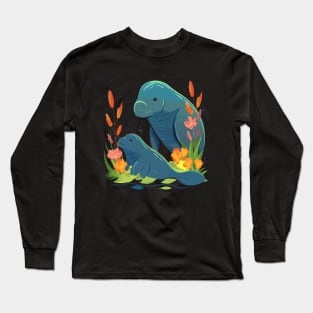 Manatees Fathers Day Long Sleeve T-Shirt